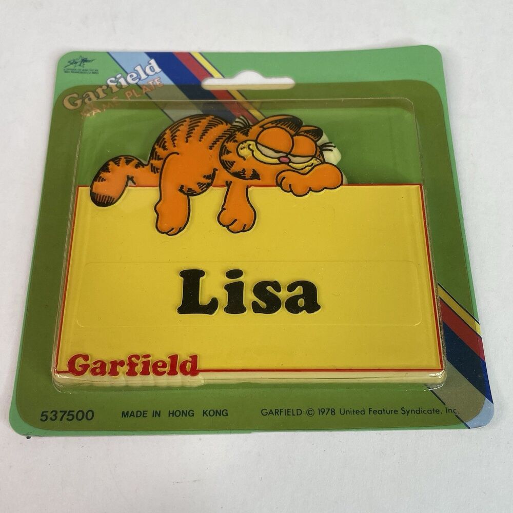 NEW Vintage Garfield Name Plate Lisa 1978 RARE, Sealed, Yellow